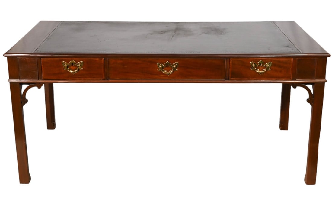 Chippendale Mahogany Leather Top Writing Desk (1 of 17)