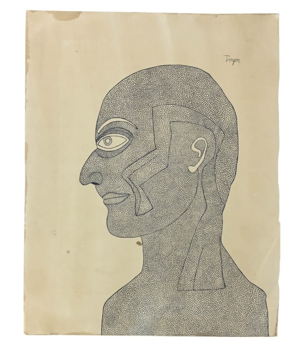 Jogen Chowdhury Signed Pen & Ink Portrait of Man (1 of 12)