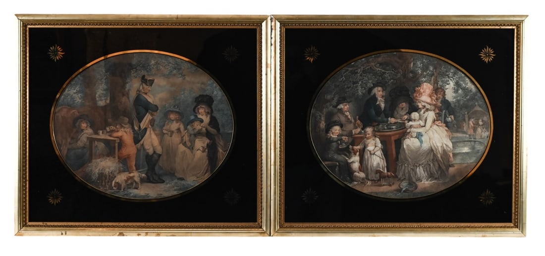 2 18th C George Morland Engravings Eglomise Frames (1 of 9)