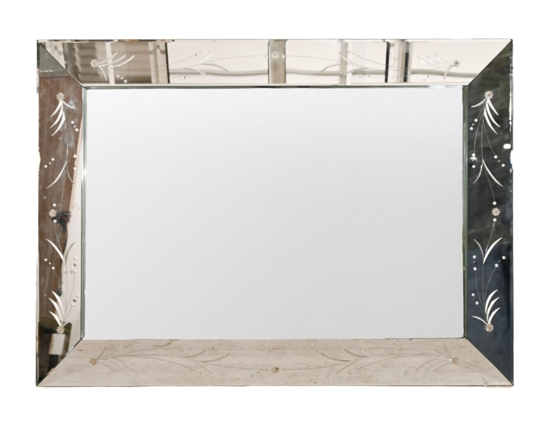 Venetian Style Oversized Etched Beveled Mirror (1 of 6)