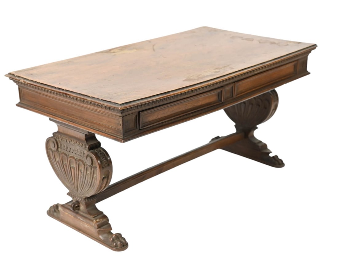 Antique Salesman Sample Hand Carved Trestle Table (1 of 8)