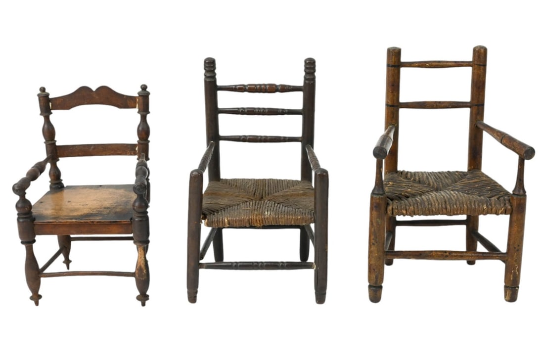 3 Antique Salesman Sample Hand Carved Chairs (1 of 8)