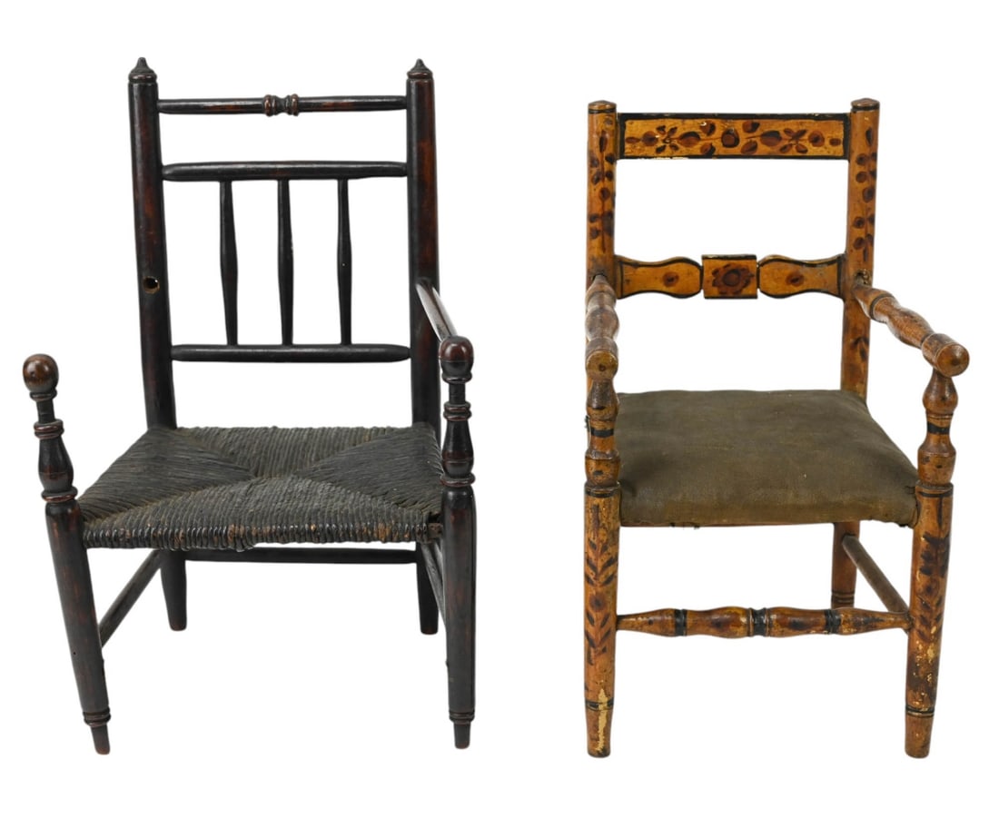 2 Antique Salesman Sample Hand Carved Chairs (1 of 10)