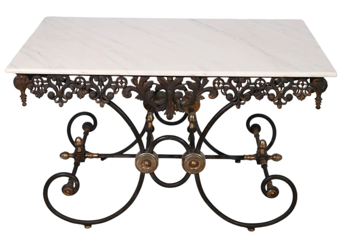 Antique Iron Base & Marble Top Baker's Table (1 of 12)