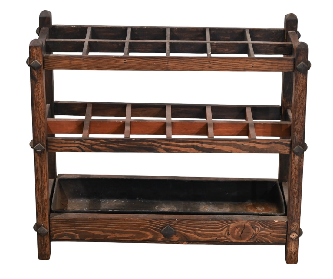 Antique Mission Style Oak Umbrella or Cane Stand (1 of 11)