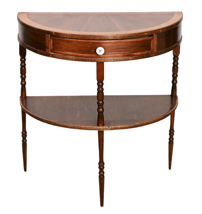 Antique 2-Tier Demi Lune w Drawer Porcelain Handle (1 of 14)