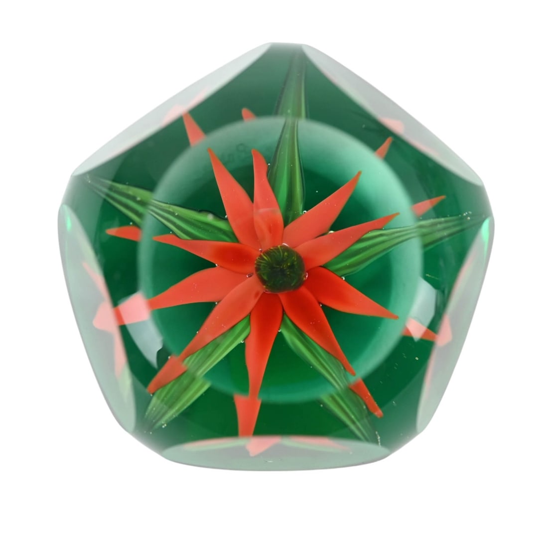 Joe Barker Signed Art Glass Faceted Paperweight (1 of 7)