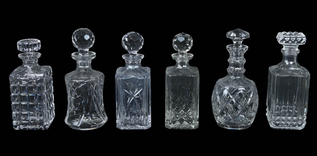 6 Vintage Glass & Crystal Decanters (1 of 7)