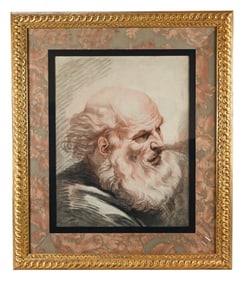 Antique 18th C Doyen Engraving of Old Man