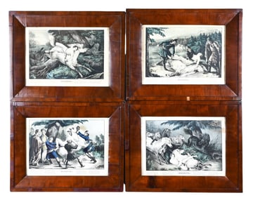 Set of 4 19th C N. Currier Engravings Mazeppa