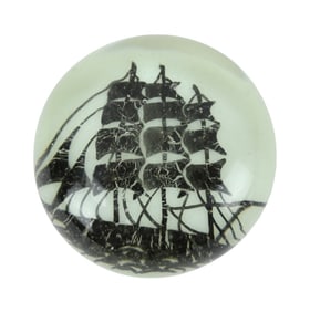 Antique Chinese White Ground Art Glass Paperweight