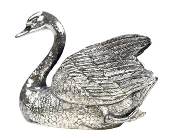 Antique Jennings Brothers Swan w Blue Glass Insert