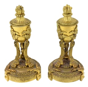 Pair French Gilt Bronze Ormolu Cassollettes
