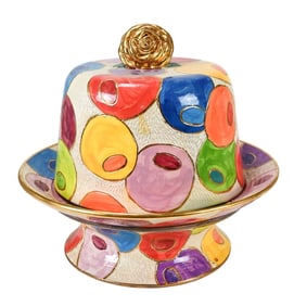 Mary Rose Young Art Pottery Cake Stand w Cover