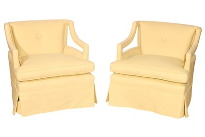 Pair Chinese Chippendale Style Upholstered Chairs