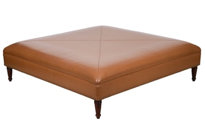 Monumental Custom Upholstered Leather Coffee Table
