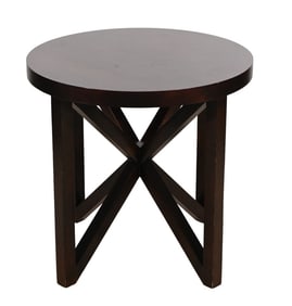Mid Century Espresso Asterisk Base Round End Table