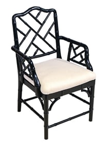 Mid Century Chippendale Style Faux Bamboo Armchair