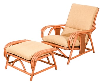 Mid Century Rattan And Bamboo Lounge Chair