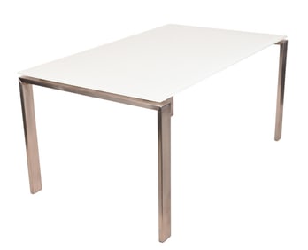 Rand Glass Top Dining Table Stainless Steel Base
