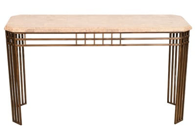 Mastercraft Style Console Table w Fossilized Stone