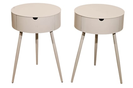 Pair West Elm Mitzi Powder Coated Steel Nightstand