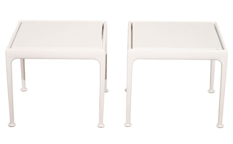 Pair Powdered Coated Steel w/ Tole Top Side Table