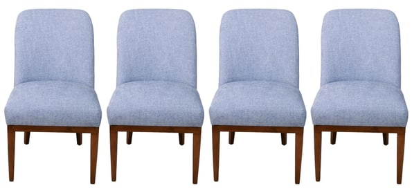 Ashley Light Blue Velour Upholstered Dining Chairs