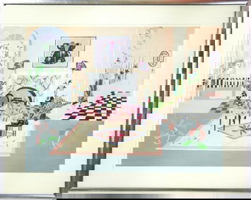 Carol Hodgkin Serigraph Signed Dining Room Table