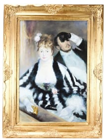 After Renoir Signed Oil Painting of La Loge