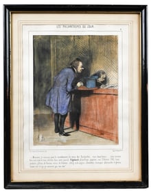 Honore Daumier Antique Hand Colored Lithograph