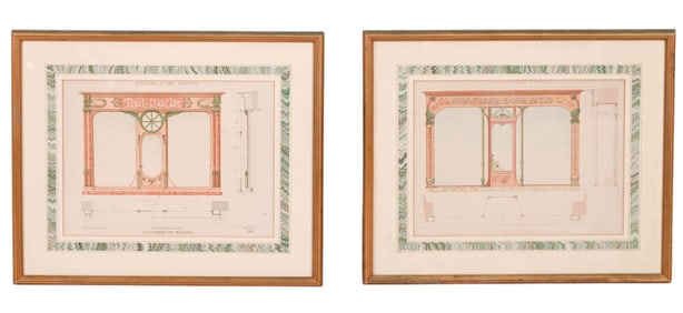 Pair Antique F. Barabas Store Front Engravings