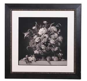 Black & White Still Life Framed Photo Urn Flowers