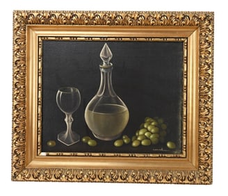 Jack Hammell Signed Still Life Oil Painting Wine