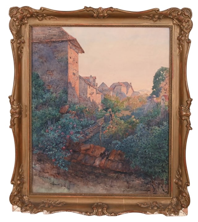 Otto Elsner Signed Watercolor Painting St. Veith (1 of 10)