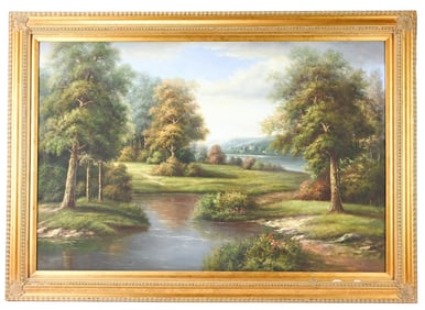C. Freeman Signed Oil Painting of Landscape