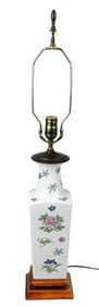 Chinese Porcelain Table Lamp on Carved Base