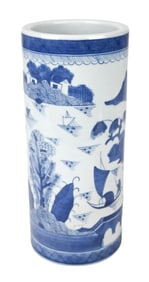 Chinese Canton Porcelain Blue & White Vase