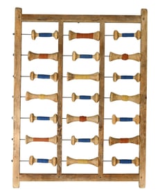 Antique Wood Primitive Sewing Spool Rack