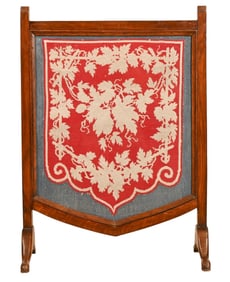 Antique English Needlepoint Fireplace Screen