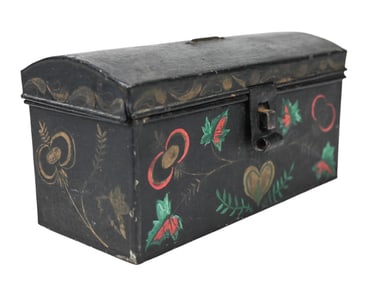 Antique Pennsylvania Dutch Hand Painted Metal Box