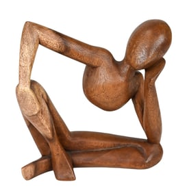 Mid C Carved Abstract Sculpture Thinking Person