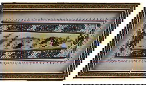 Vintage Persian Miniature Genre Painting on Bone