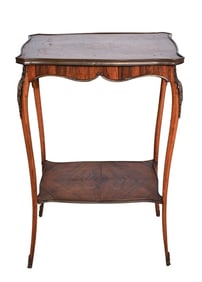 Antique French Hand Carved Parquetry Lamp Table