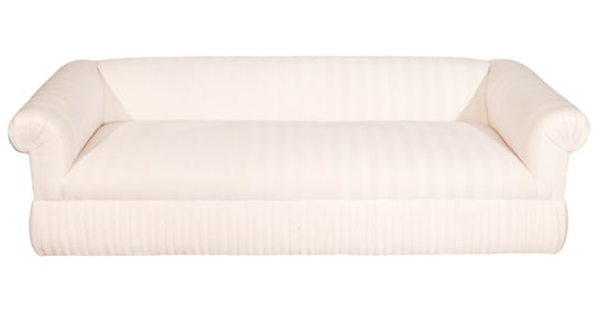 Modern Custom Upholstered Silk and Linen Sofa