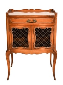 French Provincial Hand Carved Fruitwood Nightstand