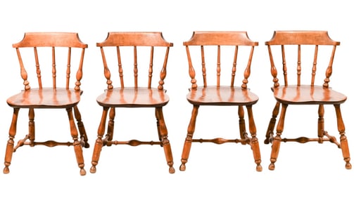 4 Vintage Nichols & Stone Carved Windsor Chairs