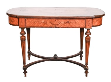Federal Inlaid Carved Satin Wood Mahogany Desk