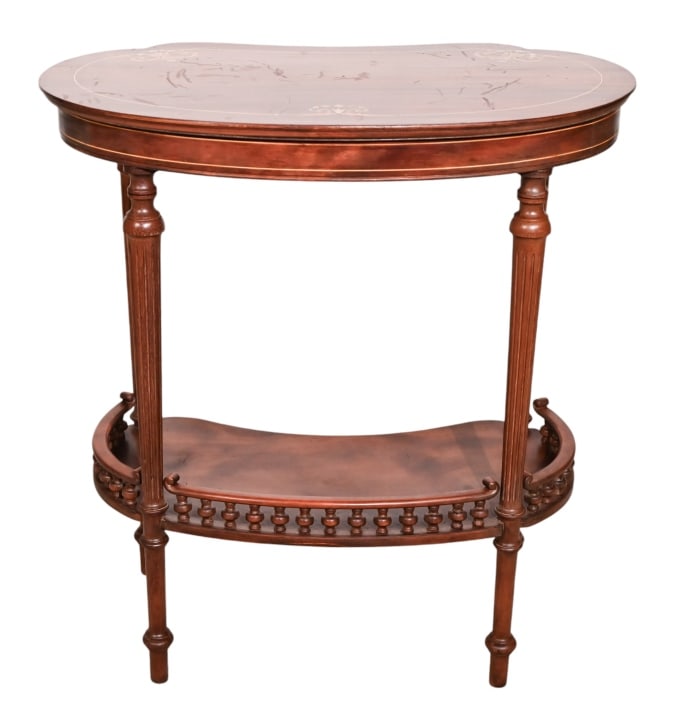 French Carved Marquetry Kidney Shape Side Table (1 of 10)