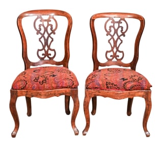 Antique Chippendale Carved Upholstered Chairs.
